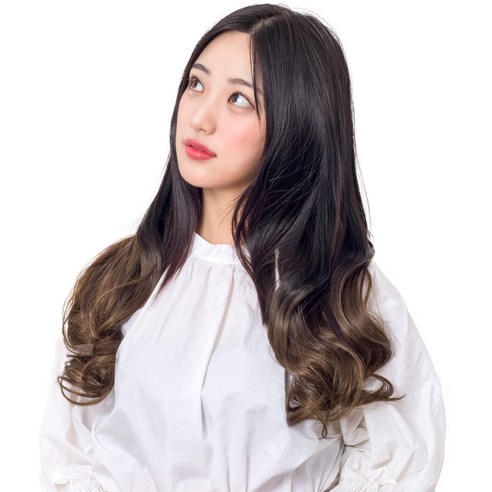 준 투컬러 웨이브 붙임머리 50cm 130g, 블랙 + 애쉬브라운, 1개