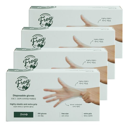 프로그 고탄력 프리미엄 위생장갑 200매, 200개입, 4개