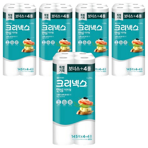 크리넥스 안심 키친타월 145매, 8롤, 5세트