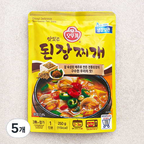오뚜기 맛있는 된장찌개, 250g, 5개