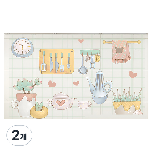 아이엠데이즈 주방 기름방지 타일 시트지, 웜키친, 2개