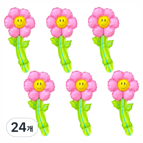 파티공구 데이지 꽃대 풍선, 로즈, 24개