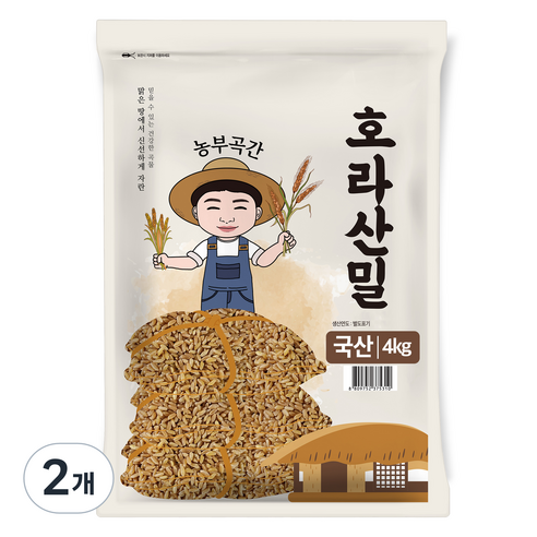 농부곡간 국내산 호라산밀, 4kg, 2개