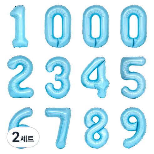 파티아일랜드 숫자 호일 풍선 12p 세트 40cm, 블루, 2세트
