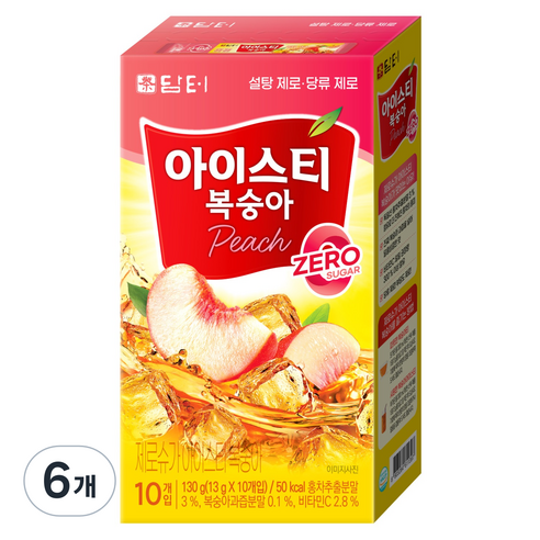 담터 제로슈가 아이스티 복숭아, 13g, 10개입, 6개