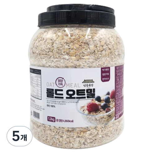 건강곡간 영양가득 롤드오트밀 통, 1.2kg, 5개