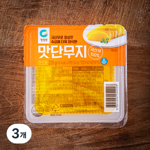 청정원 맛단무지, 220g, 3개