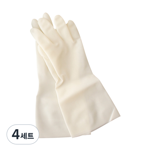 파스텔 니트릴 주방 고무장갑, 화이트 M, 4세트, 중(M)