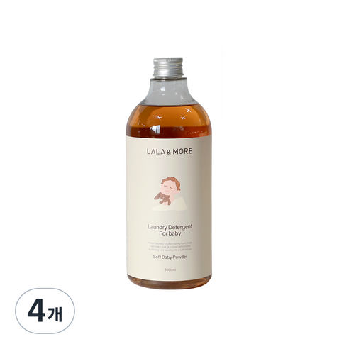 라라앤모어 아기옷 세제 베이비파우더향 1000ml, 4개, 1L