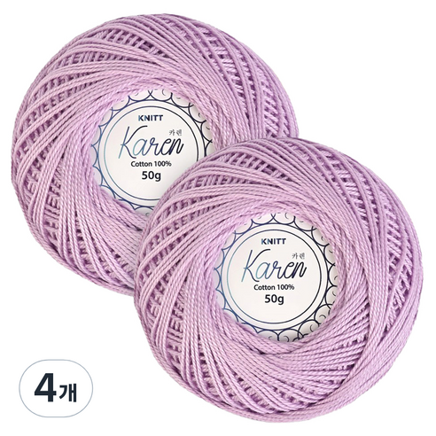 니뜨 카렌 순면 레이스 여름 소품 뜨개실 50g, 35 베이비퍼플, 4개