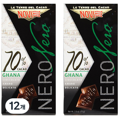 NOVI 카카오 70% 초콜릿, 75g, 12개