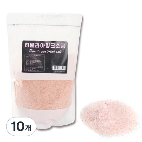 히말라야 핑크솔트 핑크소금 얇은입자 그레뉼, 1kg, 10개