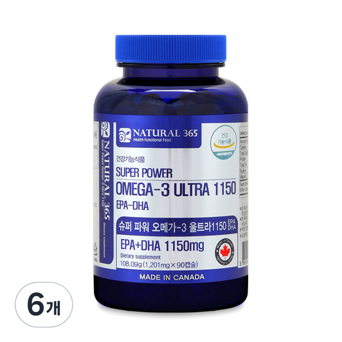 내츄럴365 슈퍼파워 오메가3 울트라 1150, 6개, 108.09g
