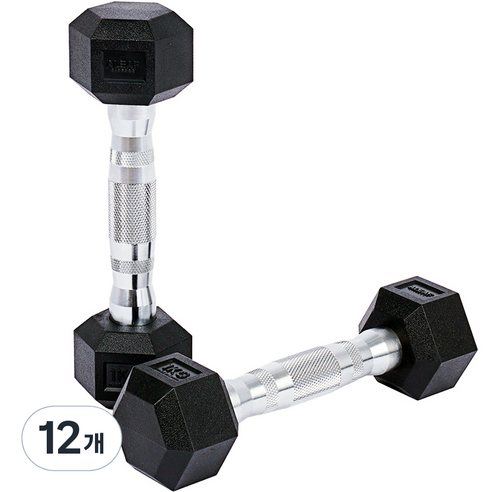 아리프 냄새없는 PEV 헥사곤 덤벨, 1kg, 12개