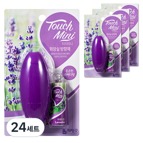 리빙굿 터치미니 화장실 방향제 세트 은은한 라벤다향 본품, 13ml, 24개