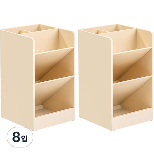 델리 데스크 오거나이저 5칸 분리 사선꽂이 점보 정리함 8941-0, 아이보리, 8입