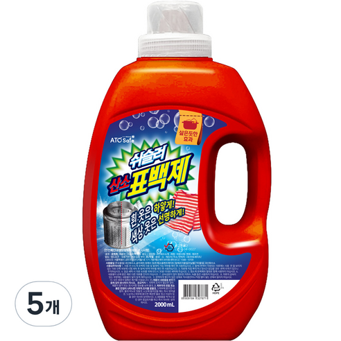 아토세이프 쉬슬러 산소 표백제 액체타입, 2L, 5개