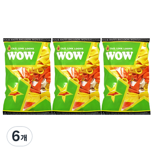 와우파티코리아 와우링커룬 풍선 15cm 50p, 펄오렌지하모니, 6개