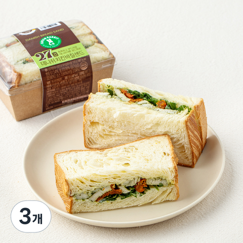 그린래빗 데니쉬치킨바질샌드, 120g, 3개