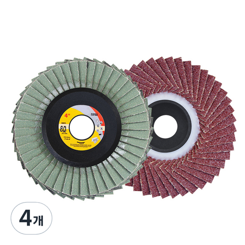 바벨롭 그라인더 사포날 해바라기 휠 페이퍼 100mm 80방, 4개