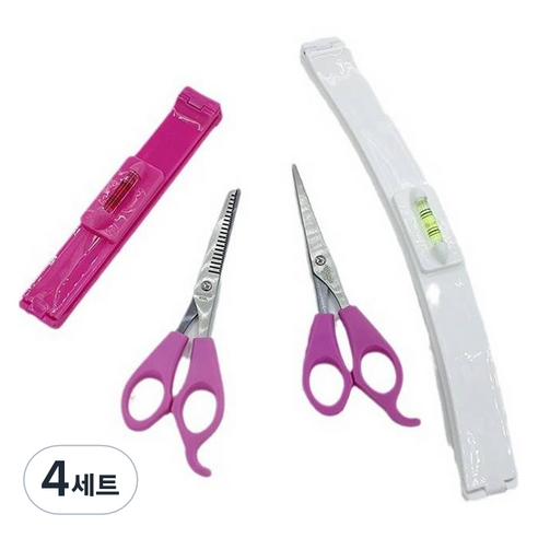 모아픽 셀프 앞머리 자르기틀 가위 세트, 4개, 혼합색상