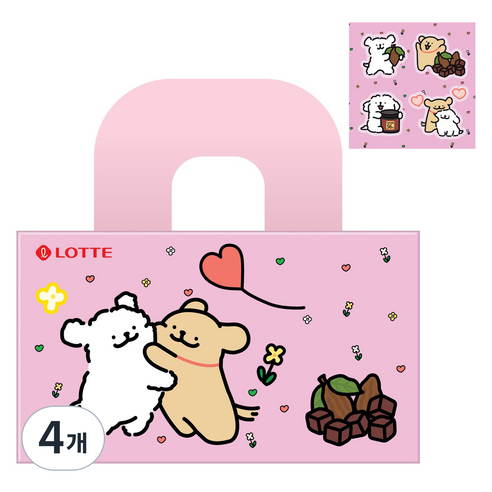 롯데웰푸드 드림카카오 56% 몰티즈 초콜릿 4p + 리무버블 스티커, 344g, 4개