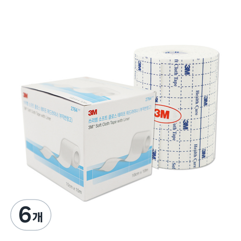 3M 소프트 클로스 테이프 위드 라이너 부직 반창고 2764, 6개