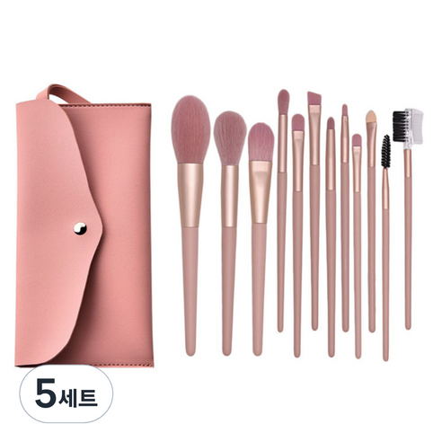 데일리프렌즈 유미네 메이크업 브러쉬 12종 + 파우치 세트, 사쿠라, 5세트
