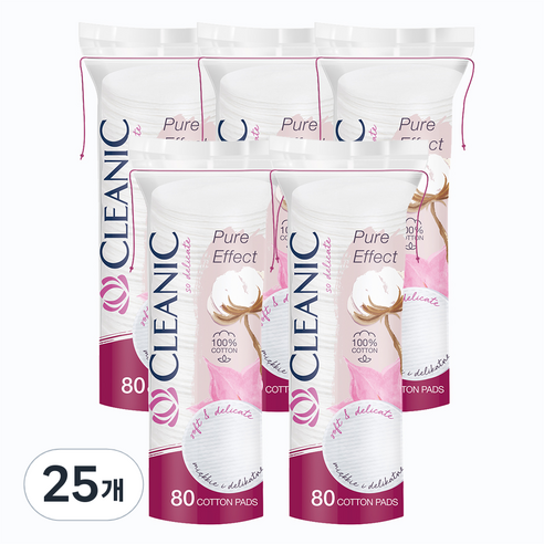클레아닉 퓨어 이펙트 소프트 터치 화장솜, 80개입, 25개