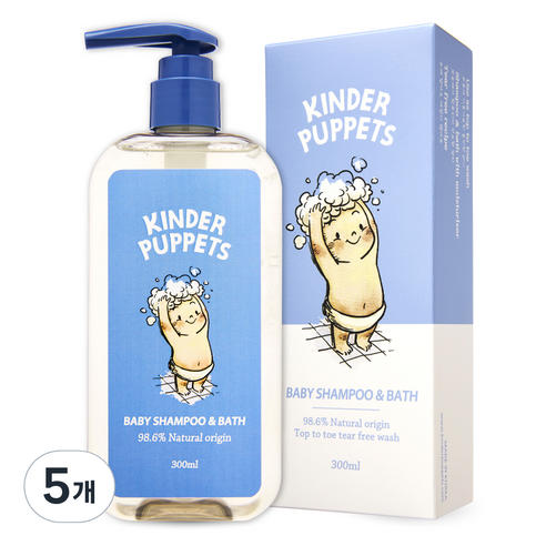 킨더퍼페츠 베이비 샴푸 앤 바스, 5개, 300ml
