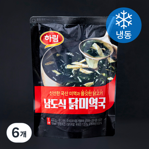 하림 남도식 닭미역국 (냉동), 400g, 6개