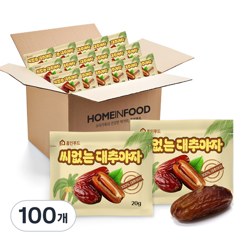 홈인푸드 씨 없는 대추야자, 100개, 20g
