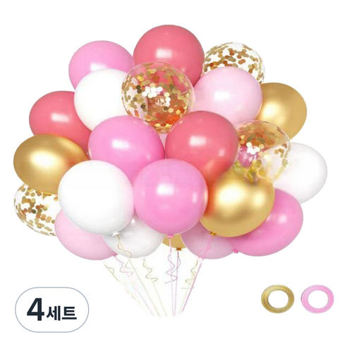만들하비 컨페티 풍선 30p 세트, 골드로즈(랜덤발송), 4세트