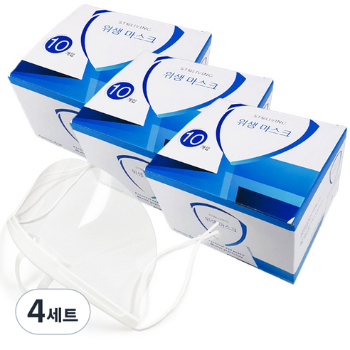 스토리빙 요리사 주방 시식 위생 마스크, 30개입, 4세트, 화이트