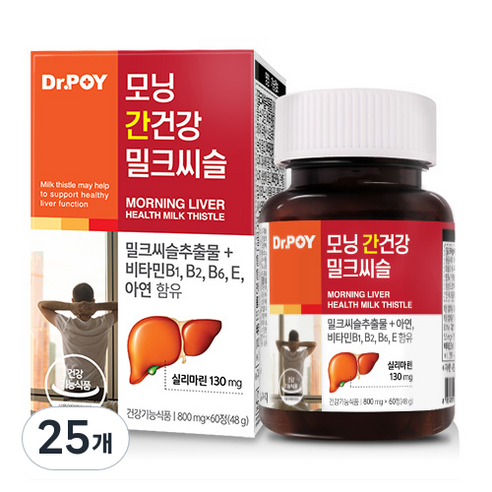 닥터포이 모닝 간건강 밀크씨슬, 60정, 25개