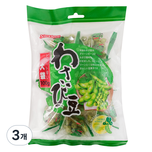스낵하우스 그린피스 와사비 스낵, 100g, 3개