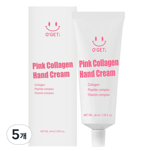오겟 핑크 콜라겐 핸드크림 달달한 프루티 그린향 + 플로럴 머스크 향, 5개, 40ml