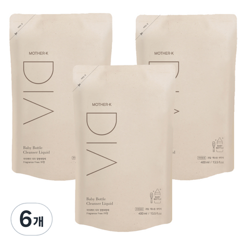 마더케이 유아용 디아 젖병세정제 무향 리필형, 400ml, 6개