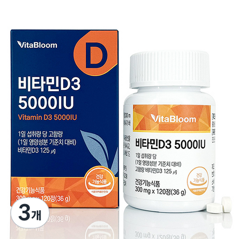 비타블룸 비타민D3 5000IU 36g, 120정, 3개