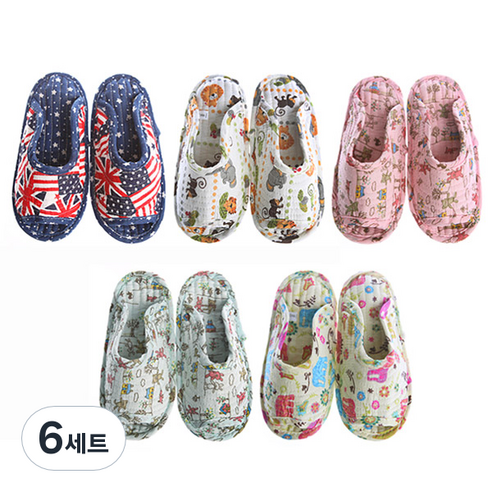 케이에스몰 아동용 면실내화 5켤레, 랜덤발송, 6세트