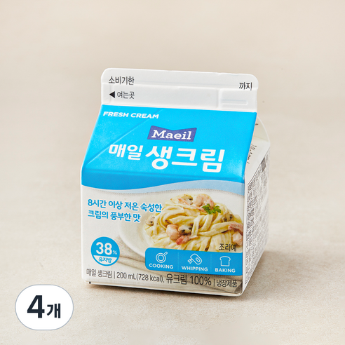 매일유업 생크림, 200ml, 4개