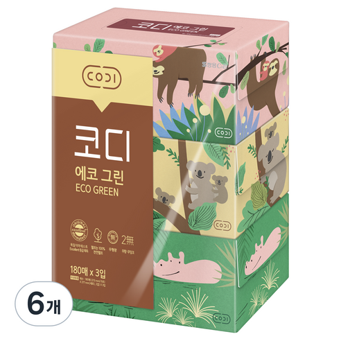 코디 에코그린 각티슈, 180개입, 6개