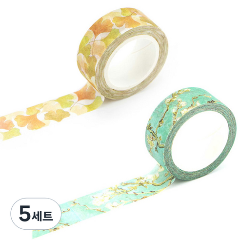 라이프포인트 내츄럴 일러스트 마스킹 테이프 06아몬드나무 세트, 06아몬드나무, 17은행나무, 5세트