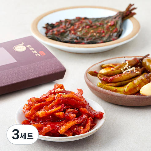 녹선 절임반찬 알마늘 고추무침 100g + 맛무말랭이무침 150g + 양념깻잎무침 150g, 400g, 3세트
