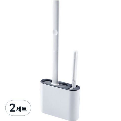 더자카 벽걸이형 욕실 변기솔 + 청소브러쉬 세트, 그레이, 2세트