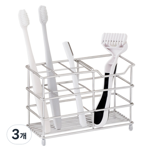 네이쳐리빙 스텐꽂이 칫솔 치약 거치대, 3개