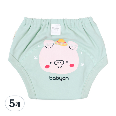 베이비앙 유아용 4중 방수 배변훈련팬티, 꿀꿀이, 5개