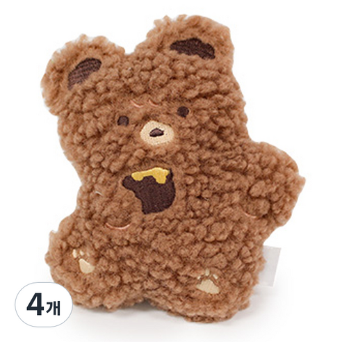 모찌타운 포켓형 뽀글뽀글 핫팩 인형 뽀글베어 12.5cm, 브라운계열, 4개