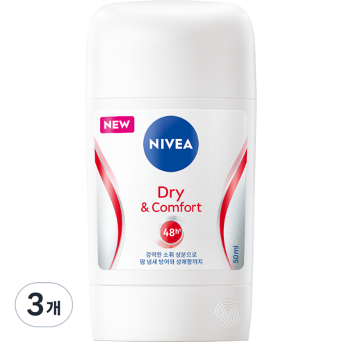 니베아 데오드란트 스틱 드라이 앤 콤포트, 50ml, 3개