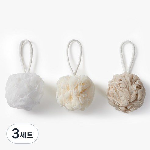 JAJU(자주) 샤워볼 3종 세트, 베이지, 3세트